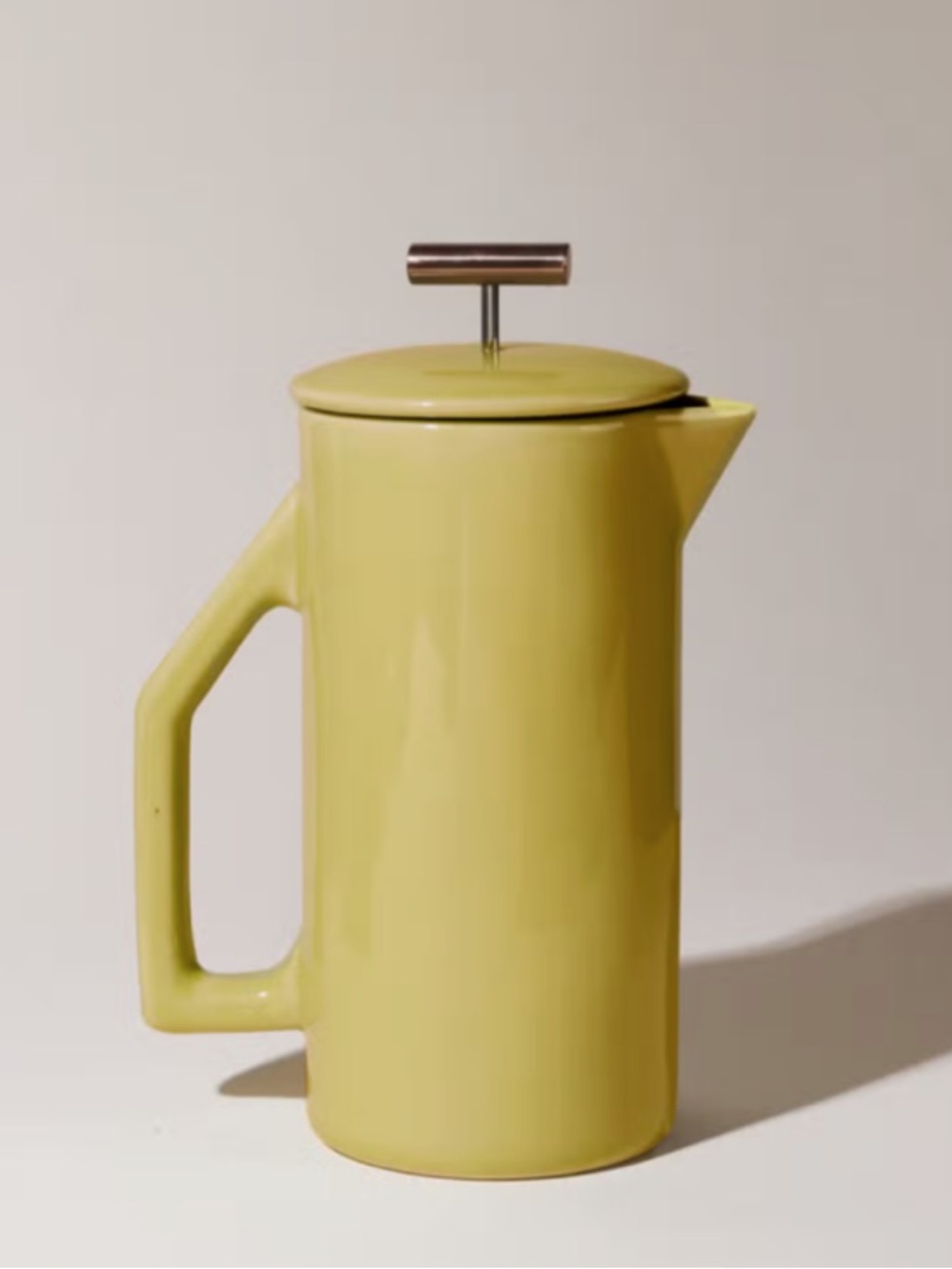 Yield French Press Coffee Yellow Ochre Ceramic Like New